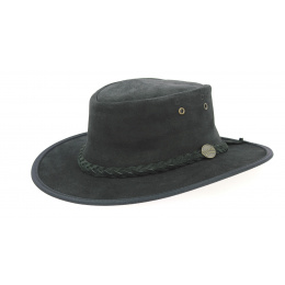 Black Foldaway Suede Australian Hat - Barmah