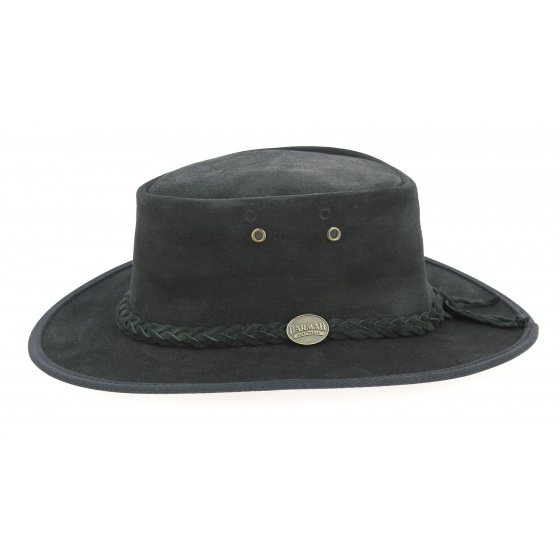 Black Foldaway Suede Australian Hat - Barmah