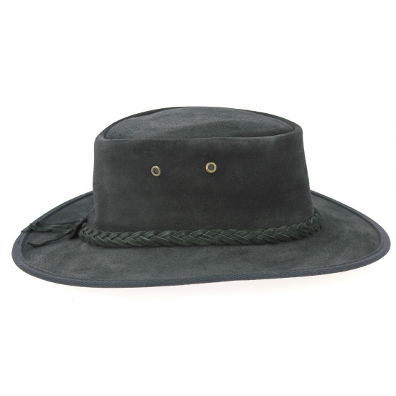 Chapeau Australien Foldaway Suede Noir - Barmah