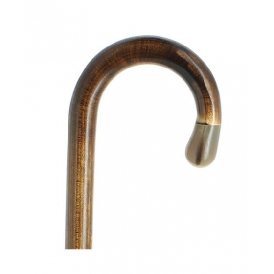Canne Courbe Flambé Foncé Avec Boule Corne - Fayet