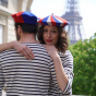 Blue/Ecru/Red Supporter Beret - The French Beret