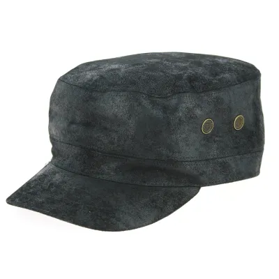 Black Leather Army Cap Rooten - Aussie Apparel Reference: 9767 | Traclet Hat Shop