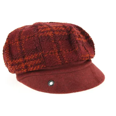 Casquette Gavroche Tartan Bordeaux- Traclet  Reference : 9778 | Chapellerie Traclet