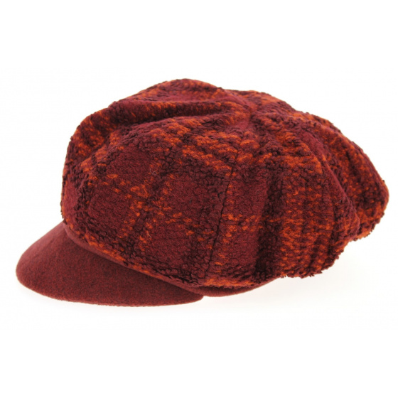 Burgundy Tartan Newsboy Cap - Traclet