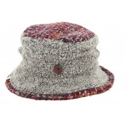 Chantal Burgundy & Taupe Wool Cloche Hat - Traclet