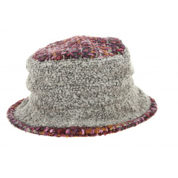 Chantal Cloche Hat Bordeaux & Taupe Wool Traclet