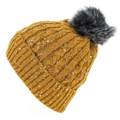 Cazine Mustard Pompom Beanie - Traclet Reference: 4478 | Traclet Hat Shop