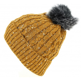 Cazine Mustard Pompom Beanie - Traclet