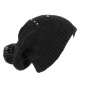 Long Pompom Beanie Birama Black - Traclet