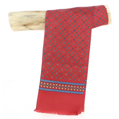 Écharpe en Soie Rouge Beige et Bleu- City Sport Reference : 1248 | Chapellerie Traclet