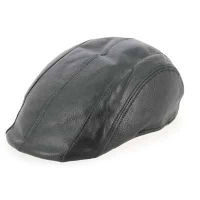 Brindisi Black Leather Flat Cap - Crambes Reference: 8688 | Traclet Hat Shop