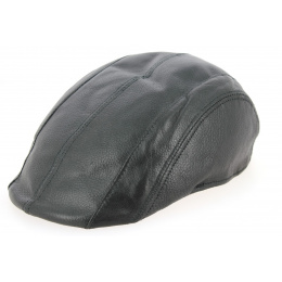Flat Cap Brindisi Black Leather- Crambes 