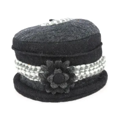 Women's Wool Toque Black & Gray - Traclet  Reference: 2981 | Traclet Hat Shop