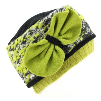 Toque Femme Nœud Verte & Noire- Traclet Reference : 3113 | Chapellerie Traclet