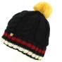 Absie Tricolor Black Pom-Pom Beanie - Traclet