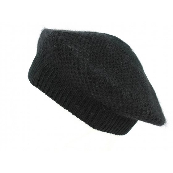 Béret Nid d'Abeilles Angora Noir- Traclet