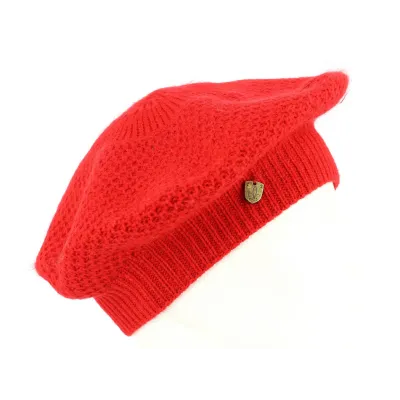 Red Angora Honeycomb Beret - Traclet Reference: 5956 | Chapellerie Traclet