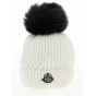 White Detachable Pom-Pom Beanie - Traclet