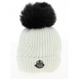 White Detachable Pom-Pom Beanie - Traclet