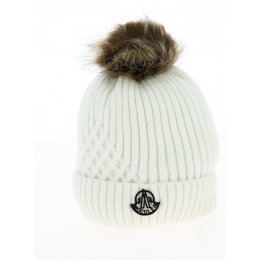 White Detachable Pom-Pom Beanie - Traclet