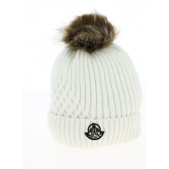 Bonnet Pompons Détachables Blanc- Traclet  Bonnet Pompons Détachables Blanc- Traclet