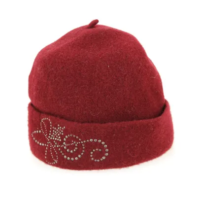 Women's Burgundy Rhinestone Toque - Mayser Reference: 5909 | Traclet Hatters