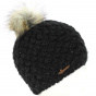 Maggy Faux Fur Wool Pom-Pom Beanie Black - Herman