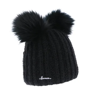 Bonnet à Pompon Maggy Noir- Herman Reference : 2203 | Chapellerie Traclet