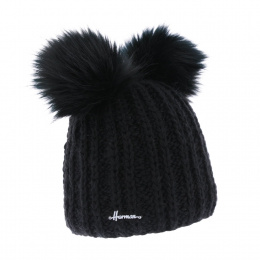 Black Maggy Pom-Pom Beanie - Herman