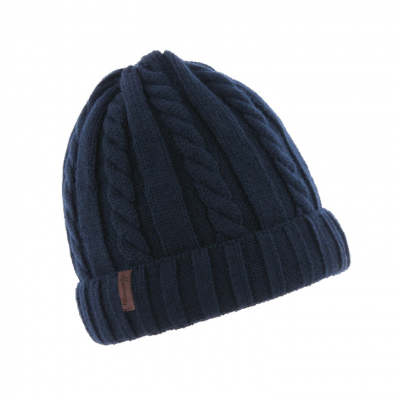 Edmond Navy Blue Twisted Beanie- Herman 