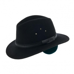 Mac Eye Traveller Hat with Ear Flaps in Black Wool Felt - Herman