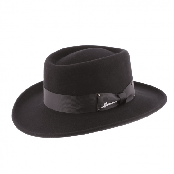 Traveller Mac Abrams Felt Wool Hat Black- Herman