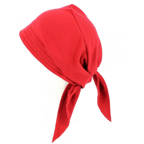 Red Cotton Chemotherapy Turban Scarf - Traclet