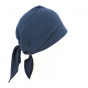 Navy Cotton Chemotherapy Scarf Turban - Traclet