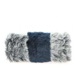 Manchon de Main Lucia Fausse Fourrure Bleu & Gris- Traclet