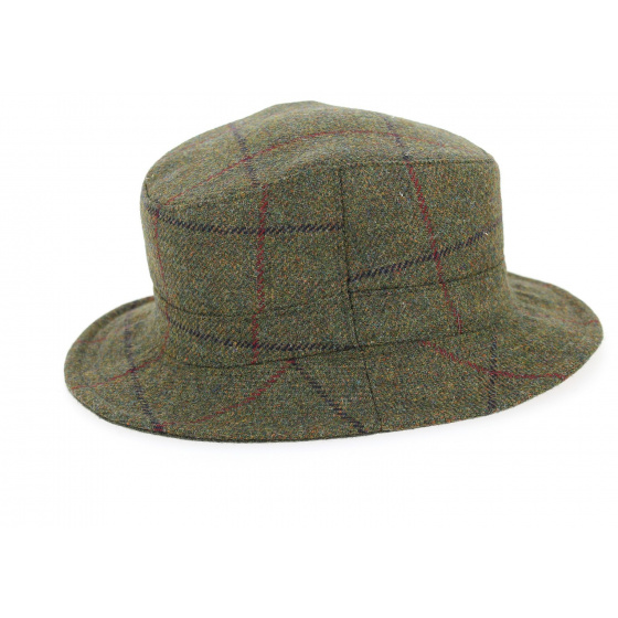 Reversible Bucket Hat Clipper Checkered Khaki Wool & Cotton - City Sport