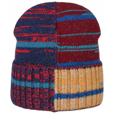 Burgundy & Navy Patchwork Wool Beanie - Stetson  Reference: 5638 | Traclet Hat Shop