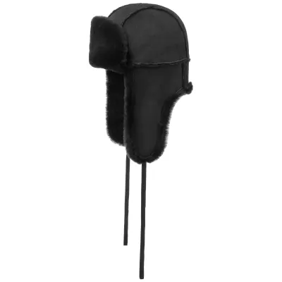 Black Leather Lamb Ushanka - Stetson Reference: 4377 | Traclet Hat Shop
