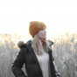 Björn Merino Wool Cognac Reverse Beanie - Super Yellow