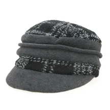 Casquette Gavroche Tartan Noire & Grise- Traclet  Reference : 693 | Chapellerie Traclet
