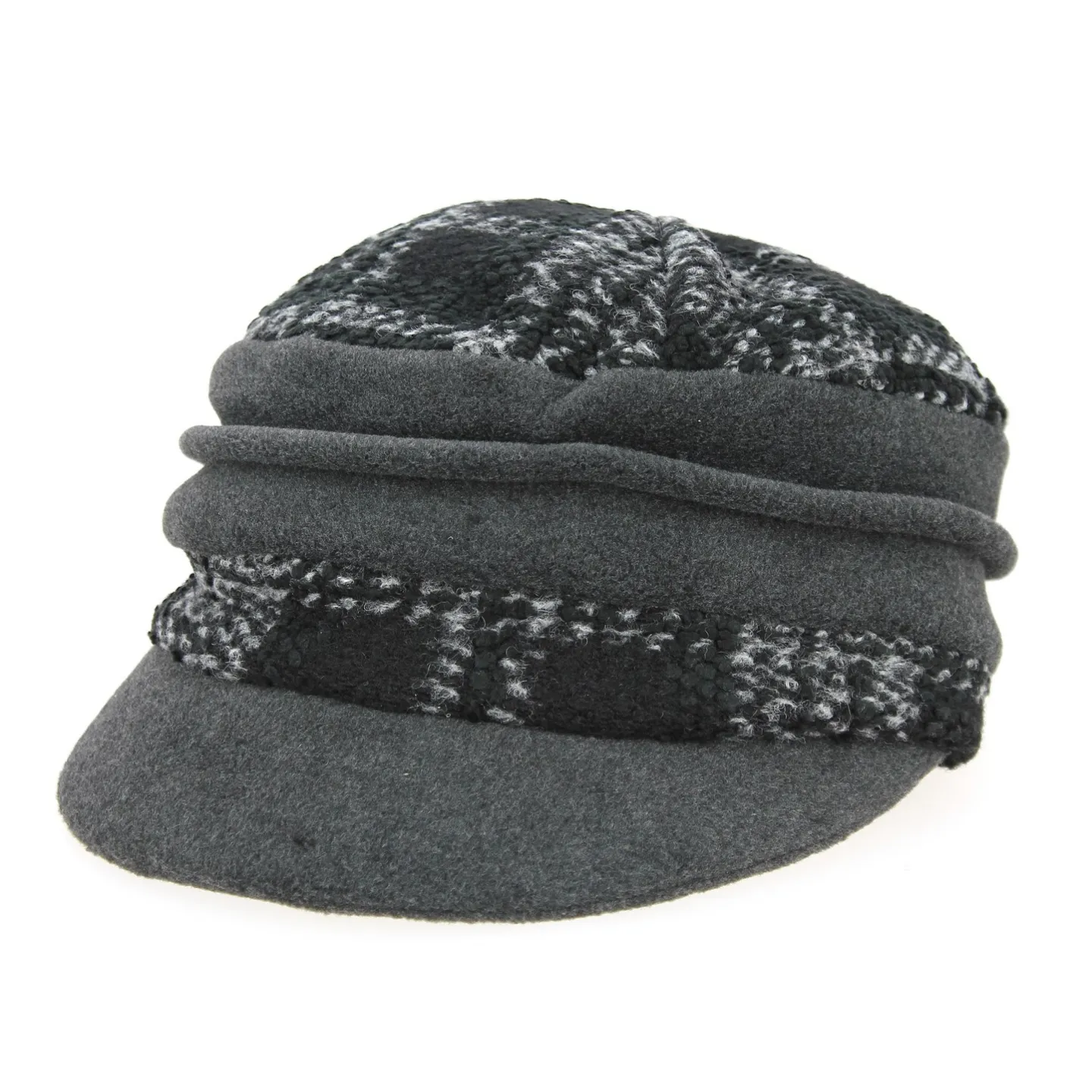 Black & Grey Tartan Newsboy Cap - Traclet Reference: 693 | Traclet Hatters