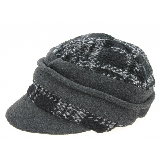 Casquette Gavroche Tartan Noire & Grise- Traclet 