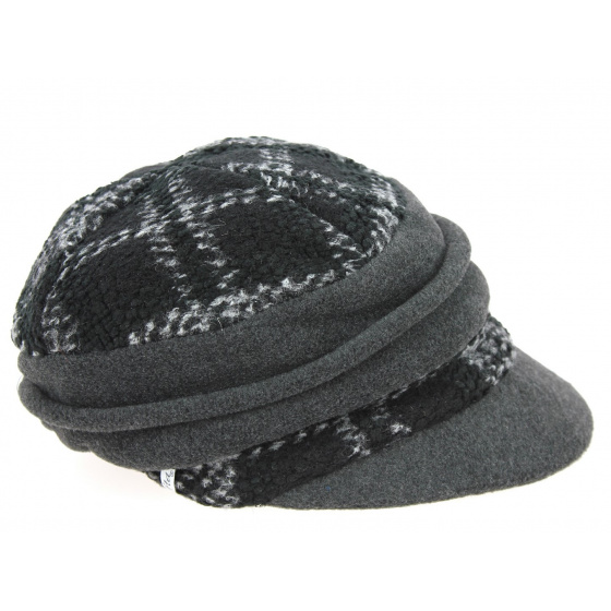 Black & Grey Tartan Newsboy Cap - Traclet