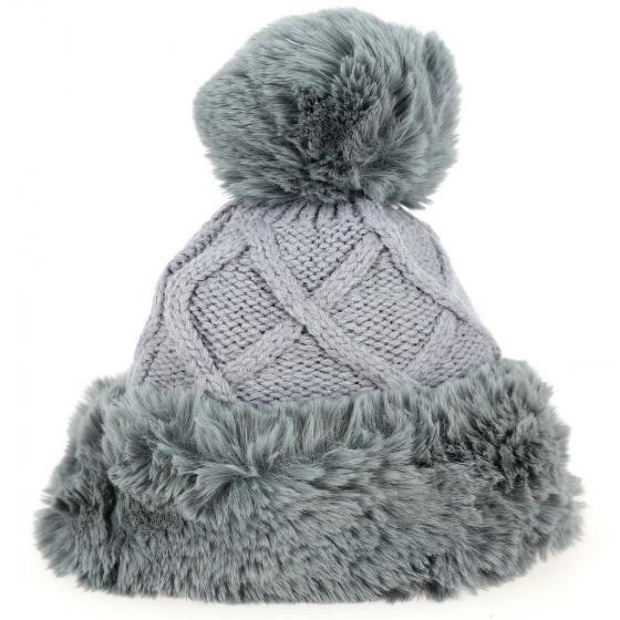 Allos Faux Fur Pom-Pom Beanie Gray - Traclet