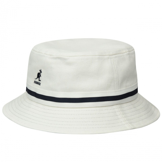 White Cotton Stripe Lahinch Bucket Hat - Kangol White Cotton Stripe Lahinch Bucket Hat - Kangol
