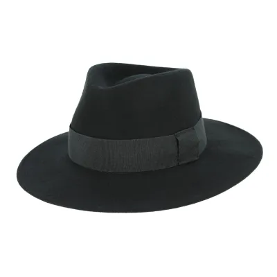 Black Wool Felt Fedora Hat Castellane - Traclet Reference: 5398 | Traclet Hat Shop