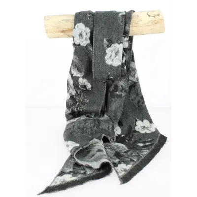 Gray Floral Cashmink Scarf - Traclet  Reference: 3991 | Traclet Hat Shop