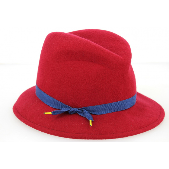 Tessa Raspberry Wool Felt Fedora Hat - Marzi