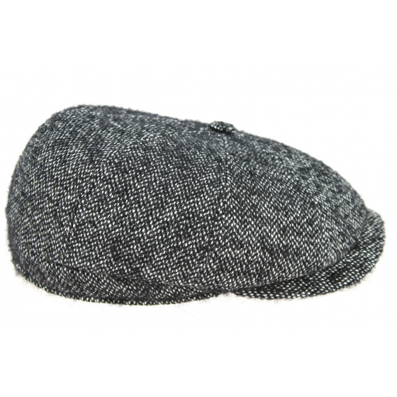 Black and White Rimini Tweed Hatteras Cap - Traclet Black and White Rimini Tweed Hatteras Cap - Traclet