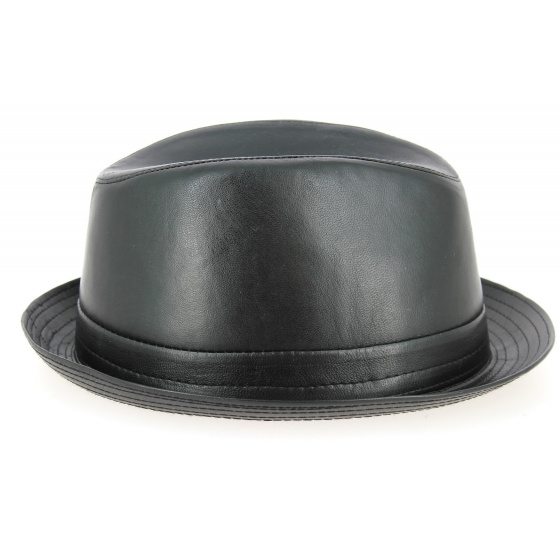 Black Leather Fabro Trilby Hat - Traclet